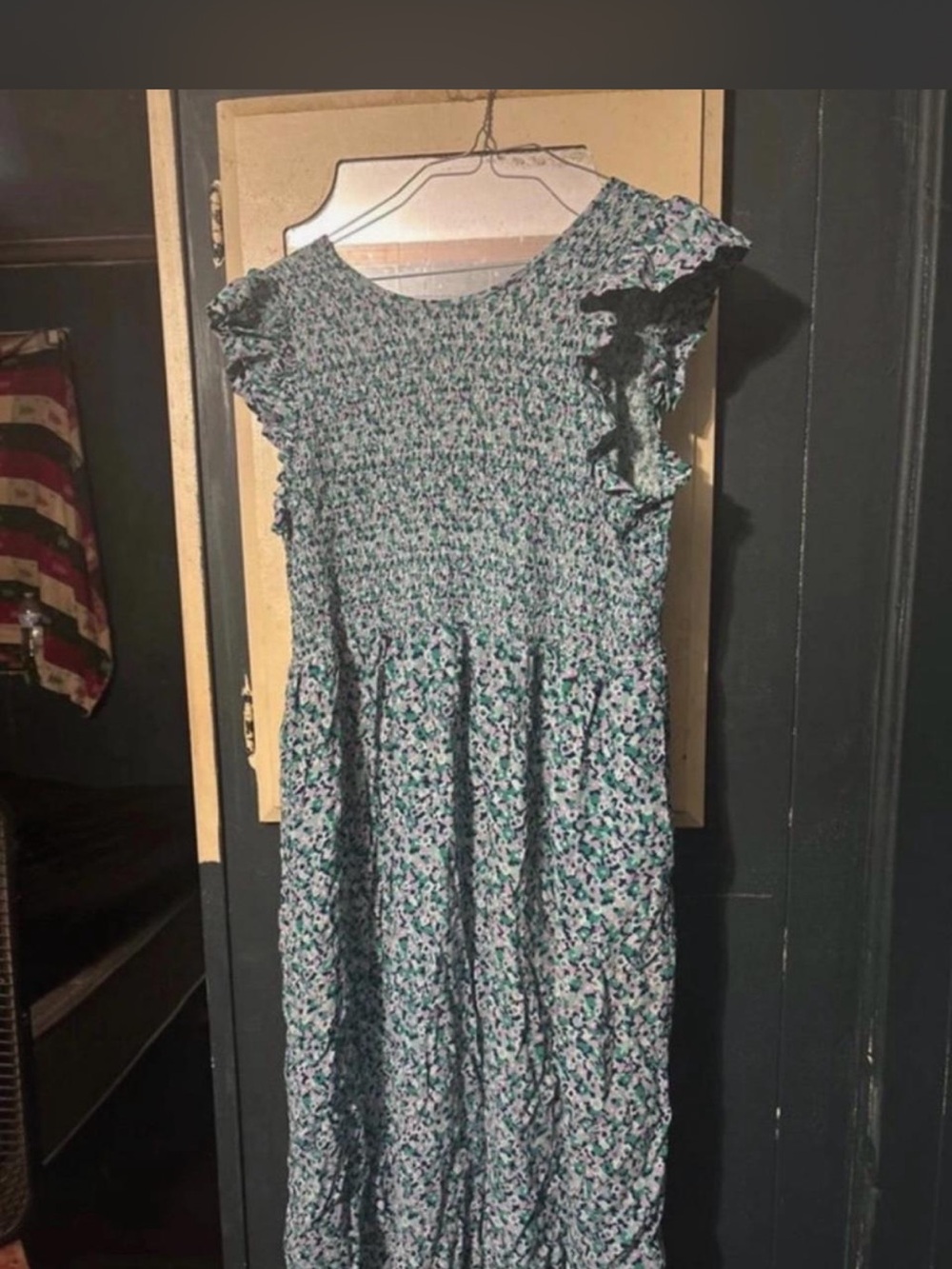 Floral Smocked Midi Dress with Ruffle Sleeves